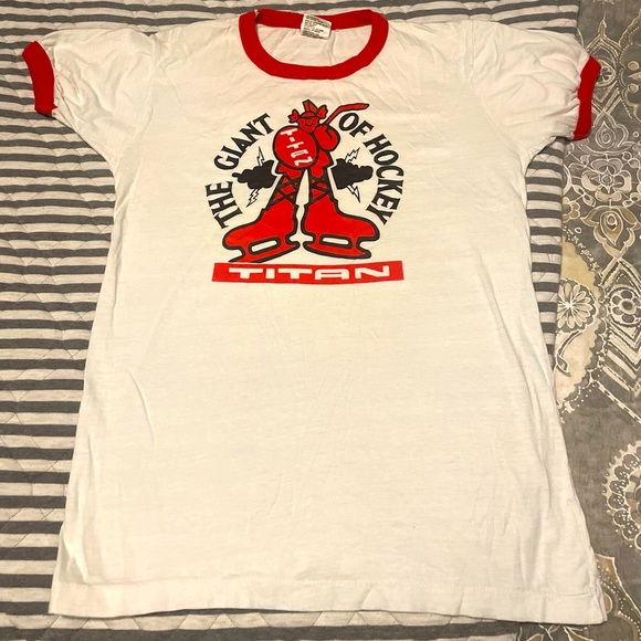 Big Bick Other - Vintage Titan Hockey 70s 80s Ringer T shirt paper thin